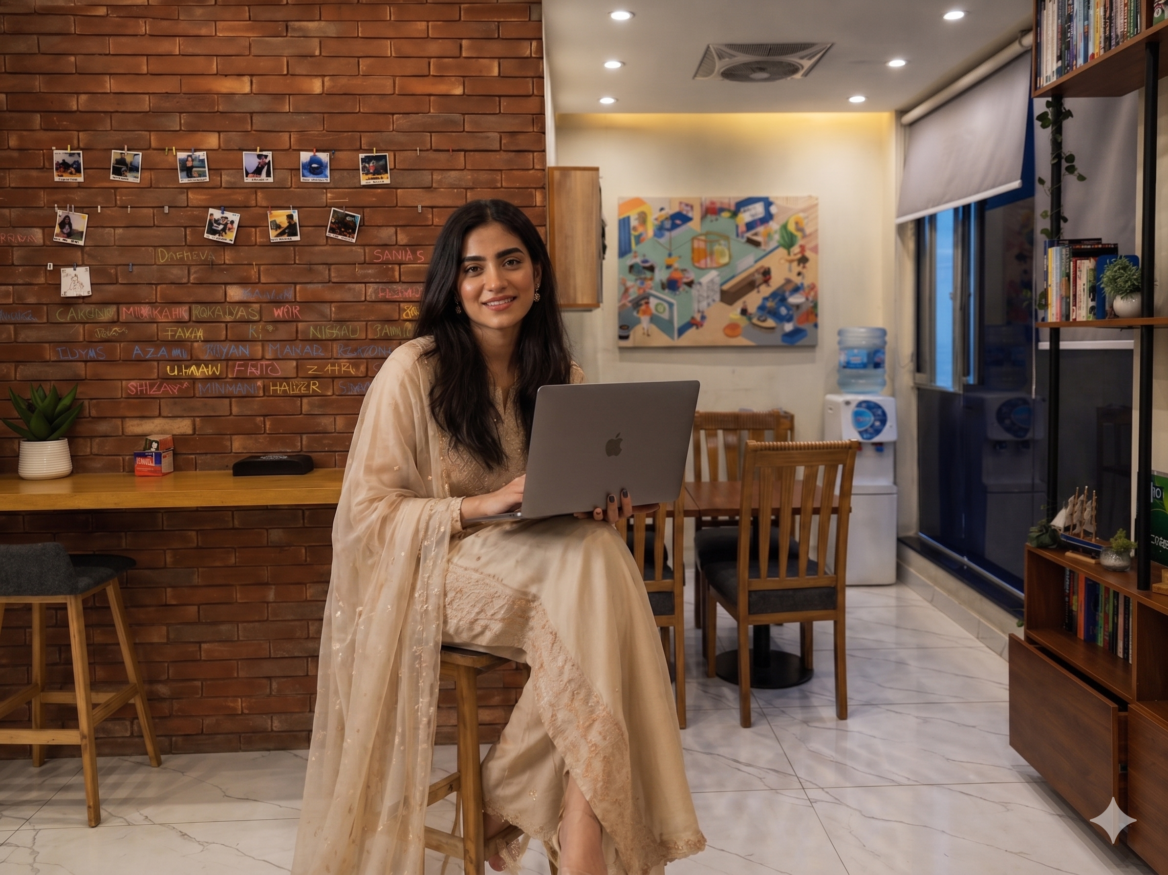 A Launchbox member working from the DHA Phase 5 coworking space