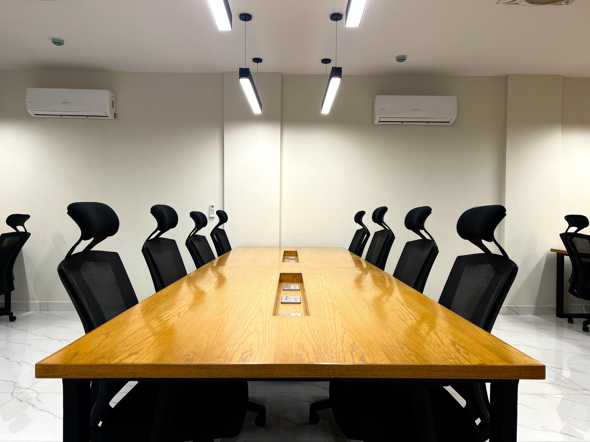 A remote employee working from a Launchbox flexible desk